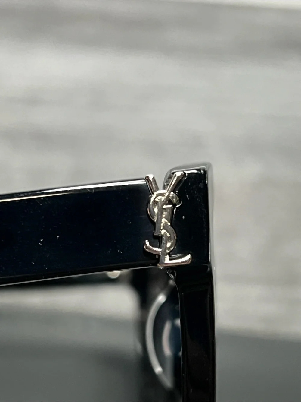Saint Laurent Black Gloss Sunglasses with Silver Accents - Picture 5 of 11